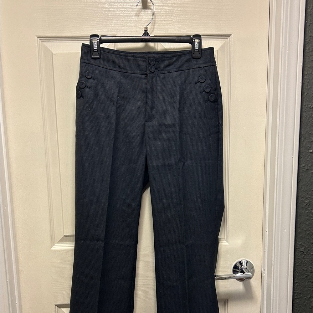 Stylish Black and Navy Trousers with Button Detail